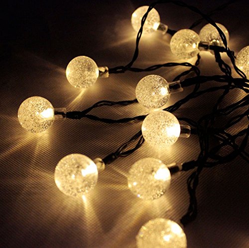 FiveSeasonStuff All Season Solar Betriebene Wasserdicht Schnur-Feenhafte Lichterkette für Garten im Freien-Dekoration Weihnachten Hochzeit -Party-Terrasse und Hallenbad / (Weiß, Solar Bälle 30 LED-Leuchten 6.5 Meter (Warm-Weiß) Bälle Durchmesser 2.5cm) FiveSeasonStuff All Season Solar Betriebene Wasserdicht Schnur-Feenhafte Lichterkette für Garten im Freien-Dekoration Weihnachten Hochzeit -Party-Terrasse und Hallenbad / (Weiß, Solar Bälle 30 LED-Leuchten 6.5 Meter (Warm-Weiß) Bälle Durchmesser 2.5cm)