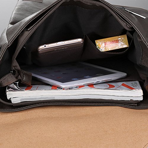 Koolertron Retro Kunstleder Vintage Fashion Unisex Sch  ler Laptop 14   Rucksack Wanderrucksack Hiking Backpack Damen Herren f  r Camping Reise Geeign