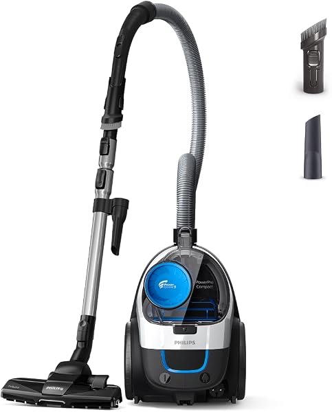Philips PowerPro Compact Staubsauger – Leicht, Beutellos, 900 W Saugleistung, TriActive Düse für Hartböden und Teppich, Allergie H13 HEPA-Filter, PowerCyclone 5 Technologie (FC9332/09) - 1