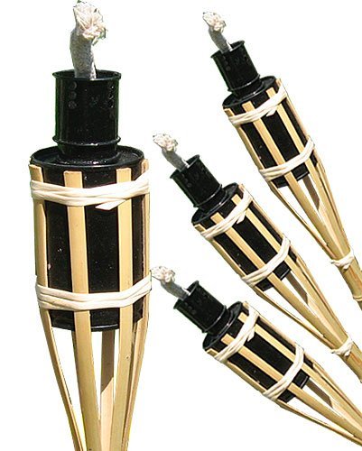 Gartenfackeln Natur- oder Mahagonifarben sowie Fackelöl , versch. Grössen und Mengen hillfield exklusiv (6er-Set Hell ca. 60 cm)