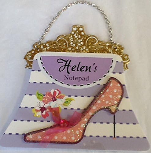 Beautiful handbag Shaped Personalised Notepad With Chain, Helen's Notepad