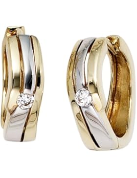 JOBO Creolen 333 Gelbgold teilrhodiniert 2 Zirkonia Gold-Ohrringe