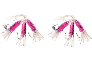 BLNTACKLE76 Set 2 Dorschvorfächer von Behr Gummi Octopus 3 Arme Leuchtend Tintenfisch Norwegen fertig montiert Länge 150cm, Hakengröße 6/0, Schnurstärke 0,70mm