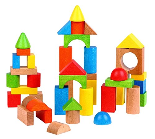 Lelin Children Kids Wooden Building Shape Bricks Construction Blocks