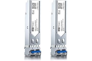 H!FIBER.COM 2PCS 1.25G Single Mode SFP LC Module, 1000Base-LX/LH Fiber Transceiver for Ubiquiti UF-SM-1G,Mikrotik, Intel, AGM732F, and More (SMF,1310nm,20km,DDM)