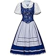 VEECOOCOS Princess Belle Cosplay Costume Belle Village Dress Women's Blue Maid Dress