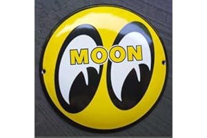 hotrodspirit - mini plaque emaillée moon eye logo jaune mooneyes tole pub