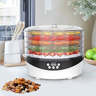 Sancusto 【2019 Nouvelle Version】Sancusto 708A - Électrique Déshydrateur d'aliments, Sans BPA,pour Fruits, Légumes et Viandes, avec 5 plateaux et température réglable 35°C-70°C