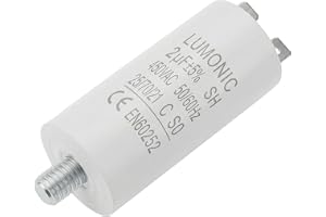 Lumonic Startkondensator 2µF 450V | med Plug I 26x55mm I 2uF I Motorkondensator med plasthölje I Driftkondensator I för pumpa