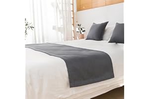 Morbuy Bed Runners, Scarf Bedspread Scarves Home Decoration Bed Scarf Hotel Bedding Bed Towel Luxury Protection for Bed Cover Single Double Super King Size (Grey,45x260cm for 200cm bed)