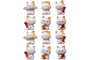 HEMOTON 12 statuette in miniatura a forma di gatto in resina, per -paesaggio, giardino, vaso di fiori, decorazioni fatte a mano Maneki Neko