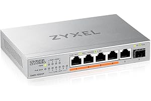 Zyxel 5-Port 2.5G Multi-Gig Unmanaged Switch | 4 x PoE++ (60W) 70W | 1 x 10G SFP+ | Tisch- oder Wandmontage [XMG-105HP]