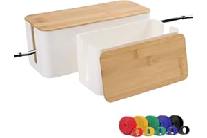 Powerking Scatola per la gestione dei cavi, organizzatore per cavi in ​​venatura del legno per la gestione di cavi e cavi