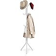 MARKQ Clothes Hanging Stand with 12 hooks Coat Rack for Hat Handbag Scarf Abaya Hijabs Jacket Umbrella Entryway Bedroom Hallway Dormitory Office Cloth Stand Rack, White