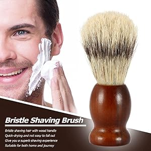 Anself Bristle Shaving Brush with Wood Handle Men's Shave Brush for Razor Male Facial Cleaning Brush for Beard Brown… - Image 2