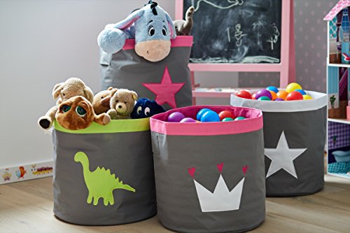 STORE,IT 671732 Großer Aufbewahrungskorb mit Aufgenähtem Stern, Polyester, Grau/ Weiß, 44 x 44 x 44 cm - 2