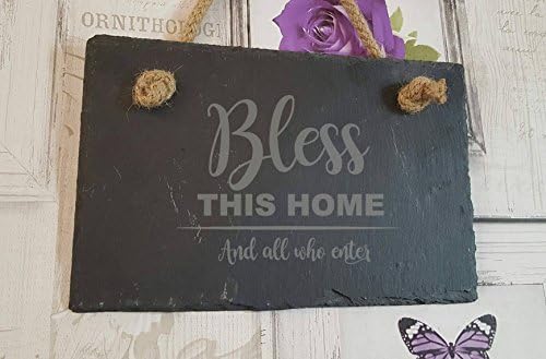 Hanging Slate Sign - Bless this home...
