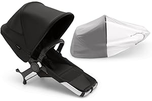 Bugaboo Juego de Extensión Donkey 5 Duo, Convierte tu Donkey 5 Mono en un carrito Duo, De Lado a Lado, Diseño Mejorado, Silla Reversible y Dirección a Una Mano, Midnight Black