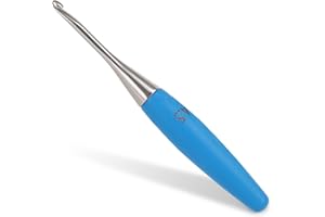 Coopay 4.5mm Crochet Hook, Ergonomic Crochet Hooks with Beech Wood Grip, Smooth Stainless Steel Crochet Hooks for Beginner, Colored & Stylish Metal Crochet Needle for Crocheting Hats, Scarves (4.5mm)