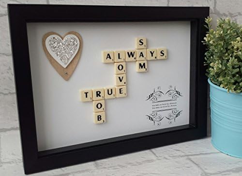 Scrabble Wall Art - Love Theme - Scrabble Frame - Scrabble Word Gift - Scrabble Picture - Personalised Gift Frame - A4 Size