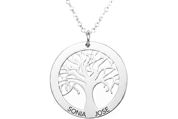 MI JOYA PERSONALIZADA - Collar Arbol de la Vida Personalizado - hasta 3 Aros con Nombres Grabados Familia - Regalo Perfecto Dia de la Madre (Collar árbol)