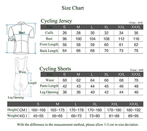 YOUJIA Unisex Gemütlich Fahrradbekleidung Radtrikot Set Fahrrad Trikot Radtrikot + Kurz Radhose mit Sitzpolster - 2