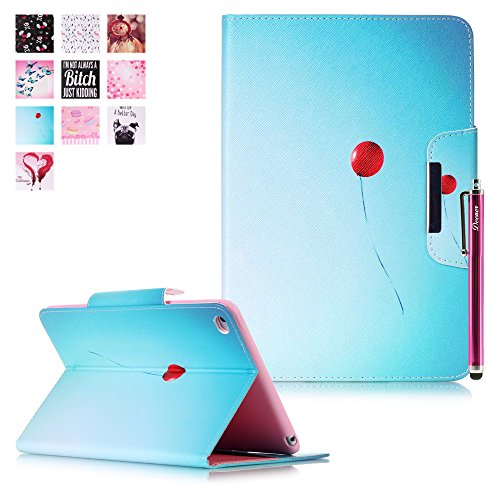 iPad Air 2 Hülle, Deenor Bunt Painting und Stilvoll Brieftasche Tasche PU Leder Flip Protective Stand Tasche Schutzhülle Hülle für Apple iPad Air 2 iPad 6 Generation.[Red Balloon]