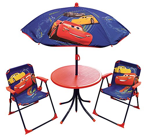Fun House Lounge Set Disney Cars Childrens Includes 1 Table & 2 Folding Chairs And Parasol