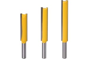 BIGP 3 Pezzi Fresa a Taglienti Diritti, 8mm Gambo 2" 2.5“ 3" Extra Lungo Rettilineo Router Fresa per Canali, Punta da Fresatrice Verticale Dritta con Doppia Scanalatura Fresa Lavorazione Legno