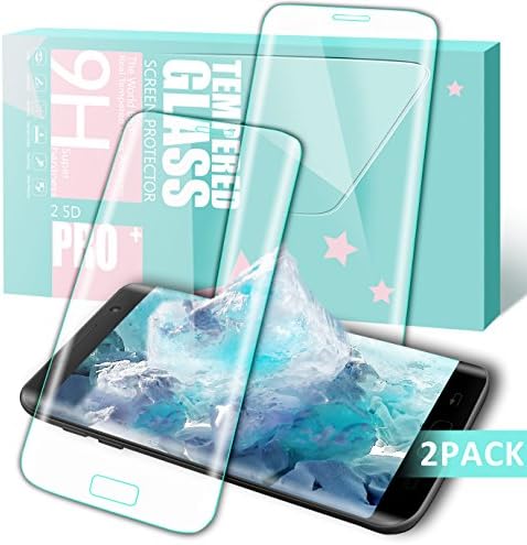 Zcen Galaxy S7 Edge Screen Protector, [2 Pack] Galaxy S7 Edge Tempered Glass 3D Full Coverage Screen Protector, Bubble Free, 9H Hardness, Anti-Fingerprint HD Screen Protector Film - Transparent