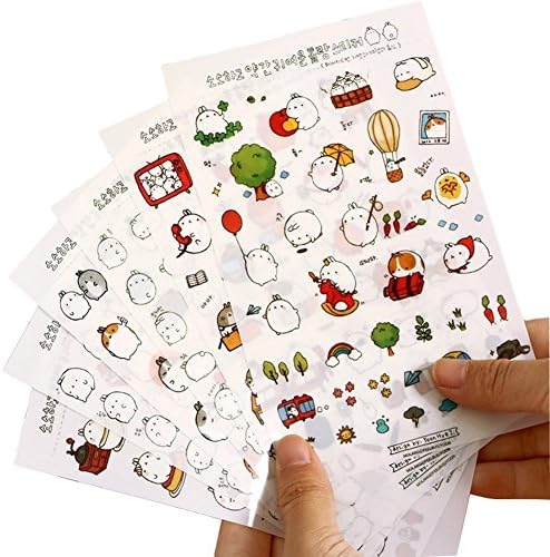Oisee 6 Sheets Cute Bunny Rabbit Character Sticker for Scrapbook Calendars Arts Kids DIY Crafts Album Gift Boxes