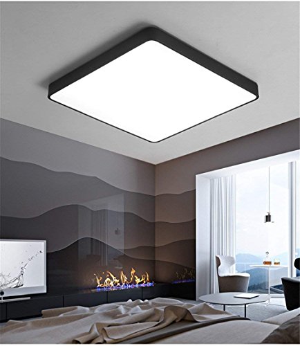 Preisvergleich Produktbild Moderne LED Deckenleuchte Energieeffiziente Deckenleuchten Quadratische Lampe für Wohnzimmer 16W Schwarz Dimmbar