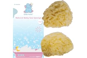 Ellie-Fant Natural Baby Sponge – 2 Mediterranean Sea Honeycomb Sponges | Perfect for Babies & Toddlers Bathing Cleansing | Soft Safe Organic Durable Hypoallergic Sponges