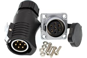 DRRI LP20 - Mamparo impermeable para exteriores, 7 pines, de desconexión rápida, conector circular industrial para generador solar, RV, paneles solares