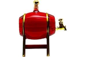 SLKFACTORY SLK GmbH - Bouteille en Forme De Tonneau De Vin en Verre avec Robinet 500 ML Carafe Whiskey, 0,5l Hauteur 16,5 cm