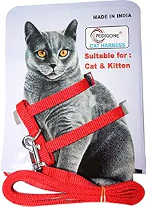 Pedigone Rabbit Cat Harness with Leash Specially for Rabbit, Small Dogs, Puppies, Cat & Kitten Rabbit Harness Leash (Red)