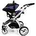 i-Safe System + iSOFIX Base - Navy Trio Travel System Pram & Luxury Stroller 3 in 1 Complete With Car Seat + Footmuff + Carseat Footmuff + RainCovers