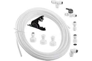 ANNTIM 15m Manguera De Suministro De Agua Tubo y Kit De Conectores De Refrigerador Para Refrigerador De Estilo Europeo Doble Refrigerador, 1/4"Pipe