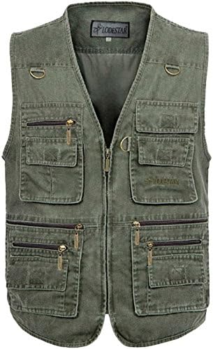 Outdoor Waistcoats for Mens Utility Gilet Polyester Multi-Pocket Vest for Fishing Hunting Safari Camping Traveling Photography