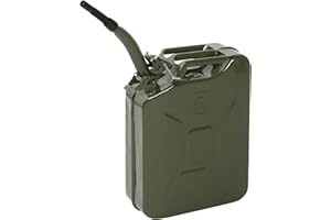 QUAHOM Petrol Can 20L, Jerry Can with Spout, Metal Fuel Can Tank Portable Oil Can Diesel Storage Can for Car Truck Motorcycle Vehicle Off Road Emergency Supply, 5 Gallon Water Jerry Can Container (Green)