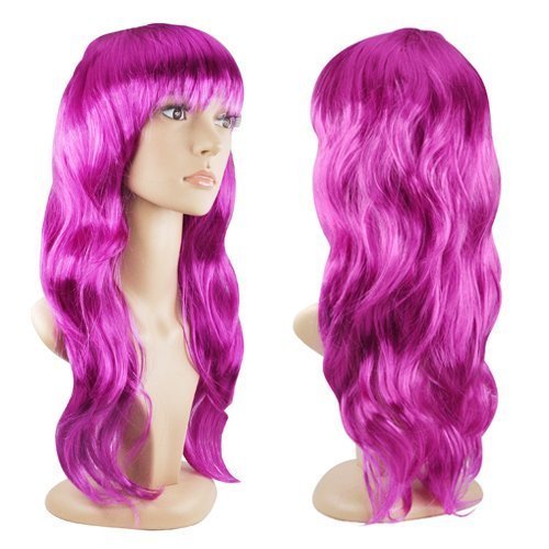 Accessotech Women's Sexy Long Curly Fancy Dress Wigs Cosplay Costume Ladies Full Wig Party Purple