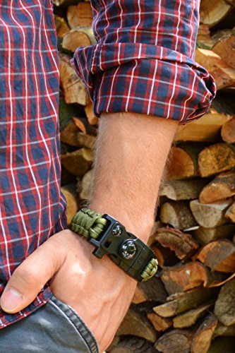 AVENDU 7-in-1 Paracord Survival Armband mit Multitool + Feuerstahl + Kompass + Signalpfeife + Minimesser + Thermometer - 5