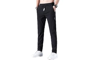 WOPEE Schnell trocknende Stretch-Hose für Herren, Klassische Business-Hose mit hoher elastischer Taille, Ultra-elastische, leichte, schnell trocknende Jogginghose aus Eisseide mit Tasche.