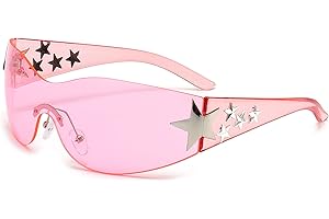 LJCZKA Gafas de Sol Envolventes de Moda Gafas de Sol Sin Montura de Una Pieza Vintage Gafas de Gran Tamaño para Mujeres y Hombres Protección UV400