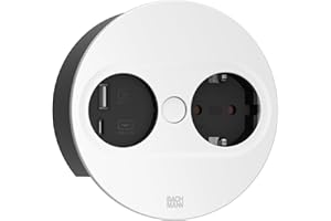 BACHMANN Twist 2 946.204 - Enchufe empotrable Redondo con USB A y USB C de 2 m, para Cocina y Oficina, Color Blanco