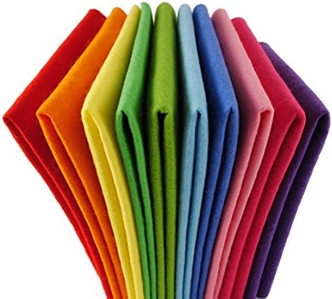 Wool Blend Craft Felt - Over The Rainbow - 10 Sheets - FREE UK SHIPPING (6 inch / 15cm square)