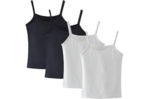 Lohhbve 4 Pack Bambini Classic Solid Camisole Undershirt per 2-10 Anni Ragazze del Bambino Cotone Racerback Tank Top Multipack