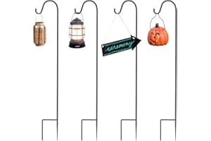 COSANSYS Shepherds Crooks for Lanterns, 4 Pack 100cm/39.37” Heavy Duty Shepherds Hooks for Lanterns with Metal Stake Base. Shepherds Hook Hanging Basket Bracket, Wedding Decorations, Black