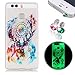 Produktbild Huawei P9 TPU Case,Huawei P9 Cover,Huawei P9 Silicone Skin Case,Pershoo TPU Schutzhülle für Huawei P9,Schön Bunt Traumfänger Night Luminous Glow Series Muster Design Soft Flexible Transparent Crystal Scratch-Resistant Gel Silikon Schutzhülle Rückseite Handy Tasche Cases Covers Etui Bumper für Huawei P9 + 2x Glitzer Diamant Rhinestone Staub Stecker-Bunt Traumfänger