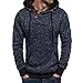 Produktbild LOLIANNI Mens Kapuzenpullover Reine Farbe Pullover Langarm Kapuzen Tops Bluse Manner Hoodie Kapuzenpulli Strickpullover Longsleeve Sweater Pulli Herren 2in1 Hoodie Sweater Sweatshirt